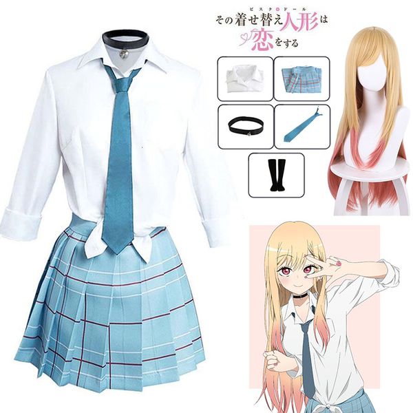 

theme costume anime my dress up darling kitagawa marin cosplay costume jk school uniform skirt outfits halloween costumes for women man 2302, Black;red