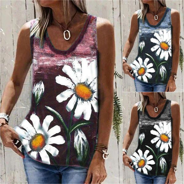 

women's tanks camis fashion tank sleeveless chrysanthemum colour casual vest pullover summer tee camisole 230223, White