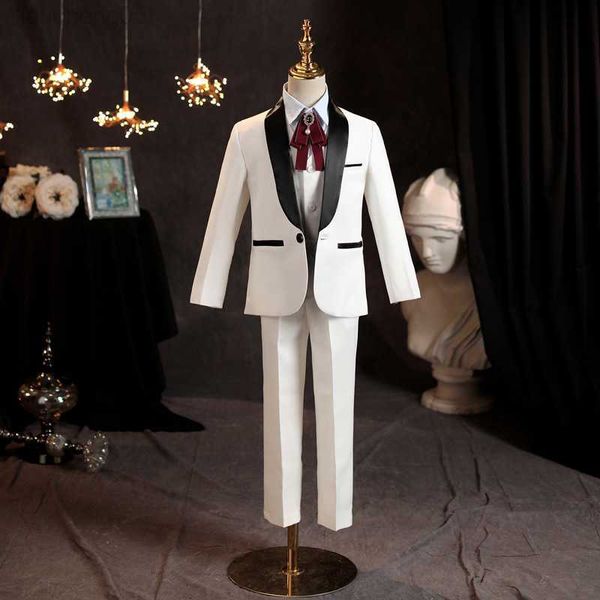 

clothing sets formal children white dress suit set boy birthday party catwalk wedding host piano performance come kids blazer vest pants w02