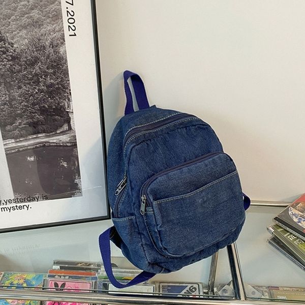 

school bags women backpack vintage denim zipper small bookbag retro casual daypack rucksack shoulder bag for teenager girls 230224