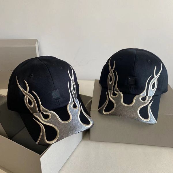

classic designer ball cap embroidered flame cap fashionable men's and women's ins baseball cap curved brim cap, Blue;gray