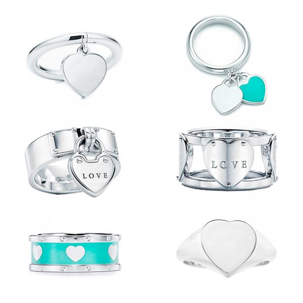 

with side stones classic heart ring women's 925 sterling silver ttiff jewelry birthday gifts support drop 230224