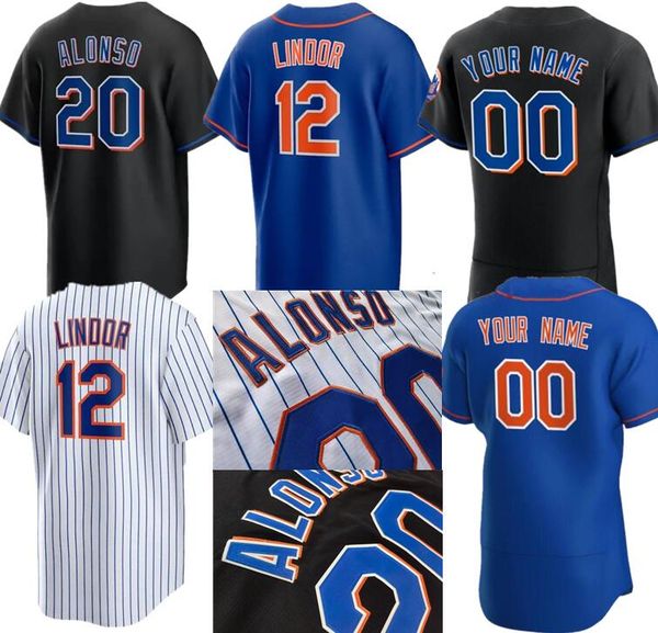 

2023 pete alonso francisco lindor baseball jersey justin verlander edwin diaz kodai senga javier baez starling marte jacob degrom darryl str, Blue;black