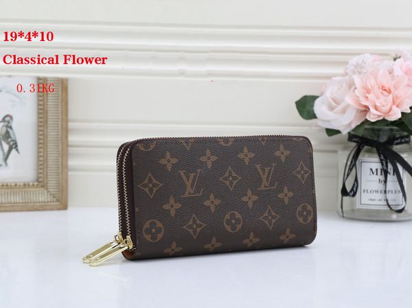 

2023 designer double zipper wallet the most stylish money cards coins men leather purse card holder long business women wallet louis vuitton, Red;black