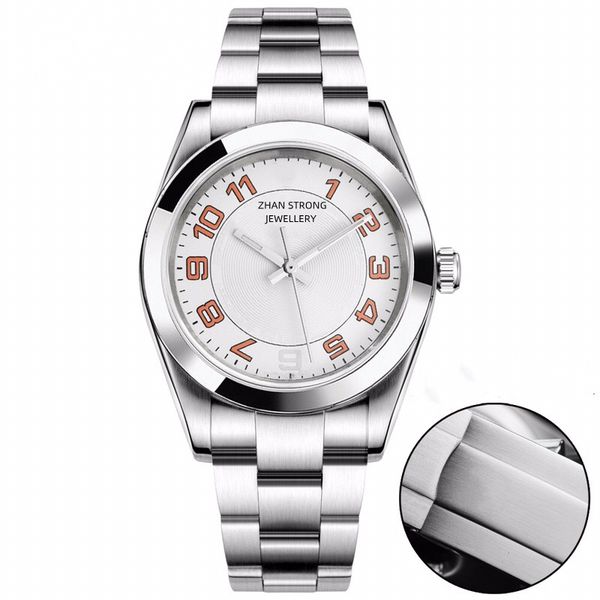 

39mm smooth bezel men's watches automatic mechanical movement wristwatch silver stainless steel strap waterproof designer mens wristwat, Slivery;golden