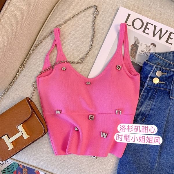 

women s tanks camis temperament girl ole 2023 spring summer pink sleeveless tank letters elegant women strap 230223, White