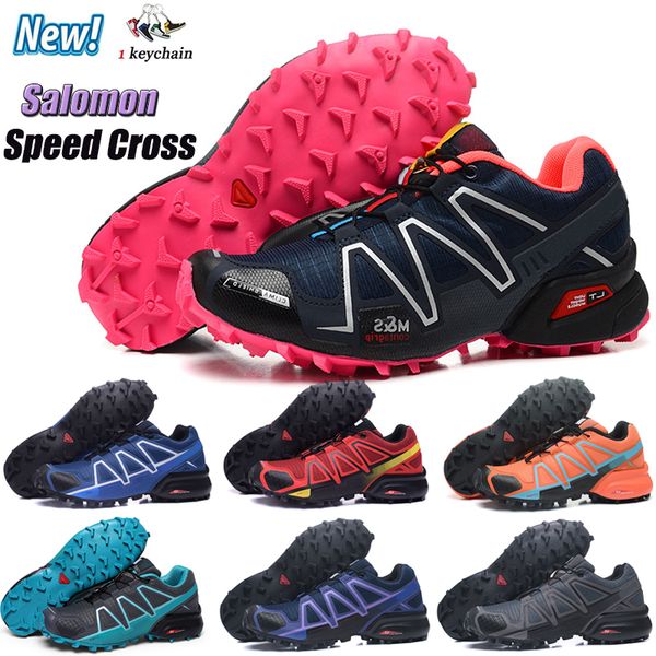 

solomon speed cross 3 running shoes outdoor mens speedcross 3 navy blue green pink trainers men sports sneakers with box