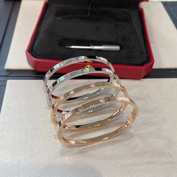 

love women bracelet gold diamond bracelet womens mens narrow edition with screwdriver fashion jewelry couples designer bracelets love bangle, Black