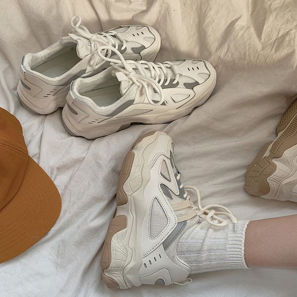 

dress shoes ins wind reflective old shoes women spring sports casual shoes flat breathable comfortable women's shoes 230224, Black