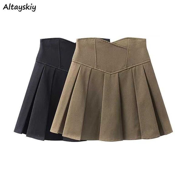

skirts pleated skirts women summer schoolgirls clothing y2k mini lovely solid color basic slim faldas mujer vintage ins stylish ladies l2302, Black