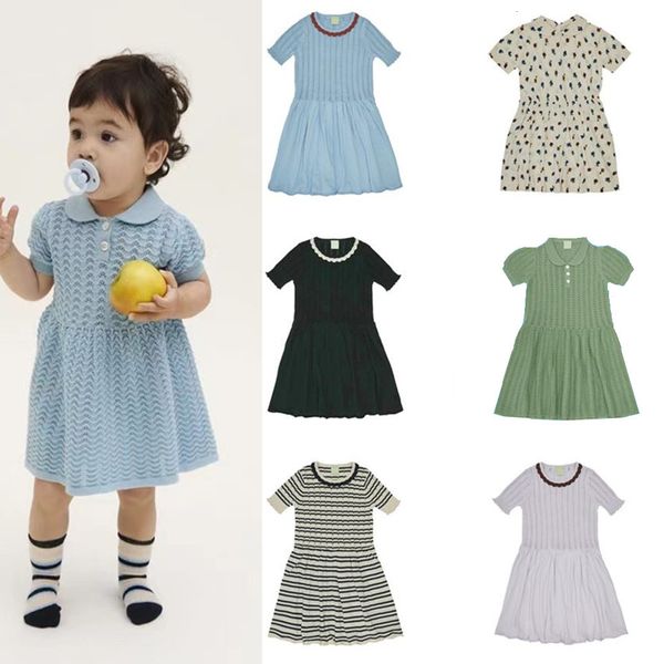 

girl s dresses pre sale 2023 spring and summer boys girls fub soft cotton lapel pit lace ridge collar dress 230224, Red;yellow