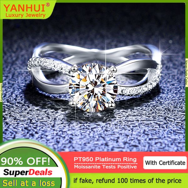 

never fade luxury pt950 platinum ring real 1 ct d color moissanite ring wedding band original fine jewelry accessories rm001, Slivery;golden