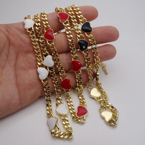 

thick gold cuban chain women's necklace heart interval bead necklace personality jewelry punk style patchwork necklace, Silver