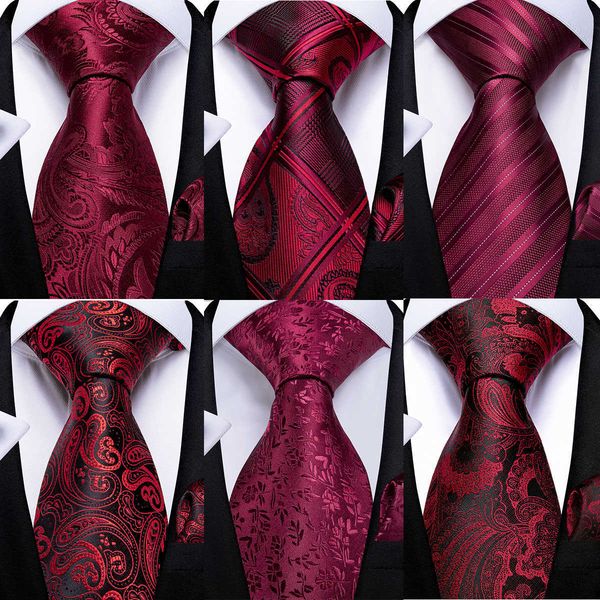 

neck ties dibangu men tie red wine paisley design silk wedding tie for men hanky cufflink tie set fashion bussiness party dropshipping j2302, Blue;purple