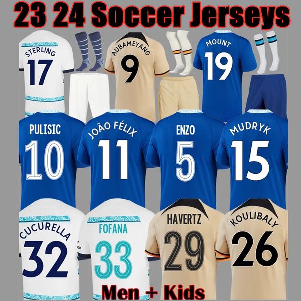 

2023 cfc soccer jerseys enzo fernandez mudryk joao felix sterling fofana cucurella koulibaly pulisic mount kante chukwuemeka football shirt, Black;yellow