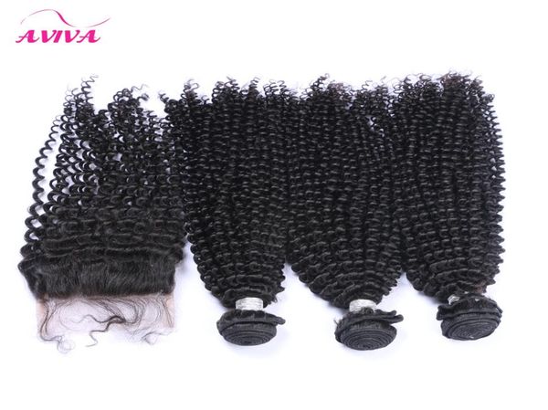 

4pcslot peruvian kinky curly virgin hair weaves with closure unprocessed peruvian deep curly human hair bundles add lace clos7663525, Black