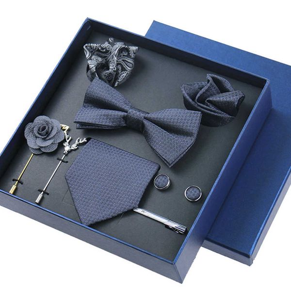 

neck ties men's tie 8cm necktie set formal luxury wedding cravat silk bowtie pocket square cufflinks brooch floral box set gifts for me, Blue;purple