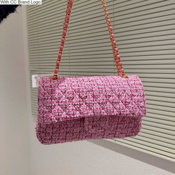 

cc brand cross body double flap tweed woolen quilted bags classic designer multi pochette sacoche metal hardware leather crossbody shoulder