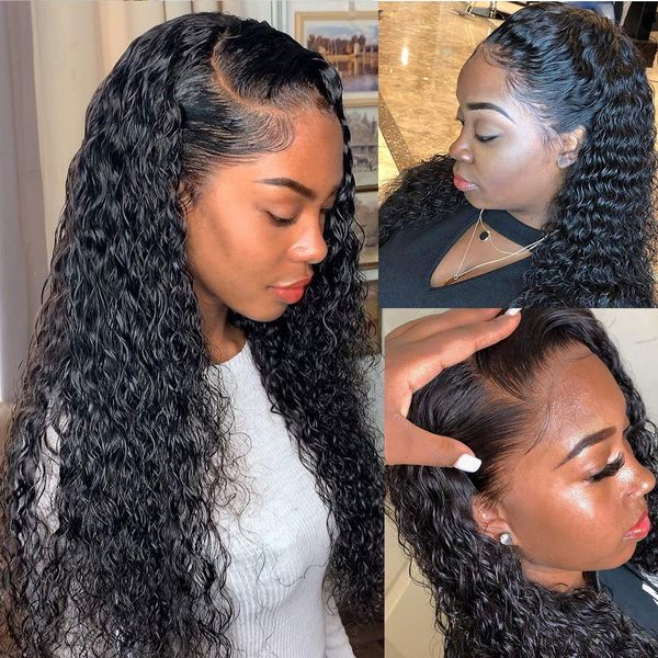 

180% Density Water Wave HD Lace Wig Human Hair Wigs Lace Front Human Hair Wigs 13X4 Full Frontal Wig s s al, Natural color