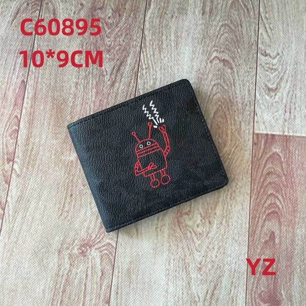 

80% 2023 luxury black solid color embroidered horizontal square type women zipper cartoon cute medium cosmetic men's pursehigh quality