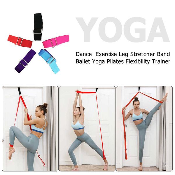 

yoga stripes adjustable yoga ballet band dance gymnastic exercise rope soft tension stretching strap leg stretcher belt storage bags j230225