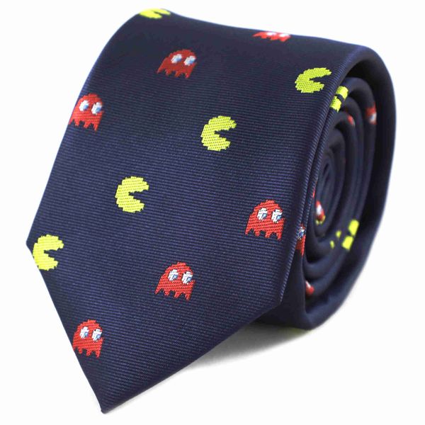 

neck ties microfiber jacquard game theme character symbol yellow and red ghost tie men necktie father's day birthday tie wedding access, Blue;purple