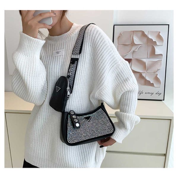 

70% 2023 new shoulder bag two new water diamond one shoulder crossbody young women small square cosmetics women's baghigh