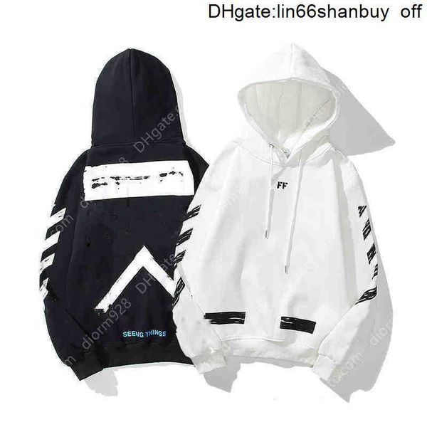 

men's hoodies sweatshirts %60 style trendy fashion painted crow stripe loose and women's coatjqm1off t-shirts offs white 581w, White;black