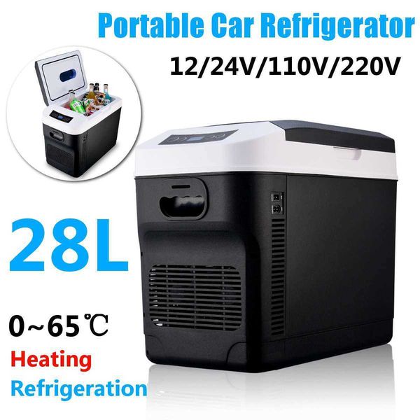 

12v/24v 110v/220v 28l home/ use ultra quiet car refrigerators er cooling heating box fridge fishing camping r230225