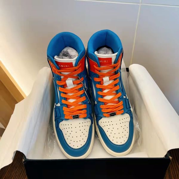 

23s s perfect skel high sneakers shoes skeleton bones leather trainers white black blue skull mens skateboard walking runner sports eu38-46