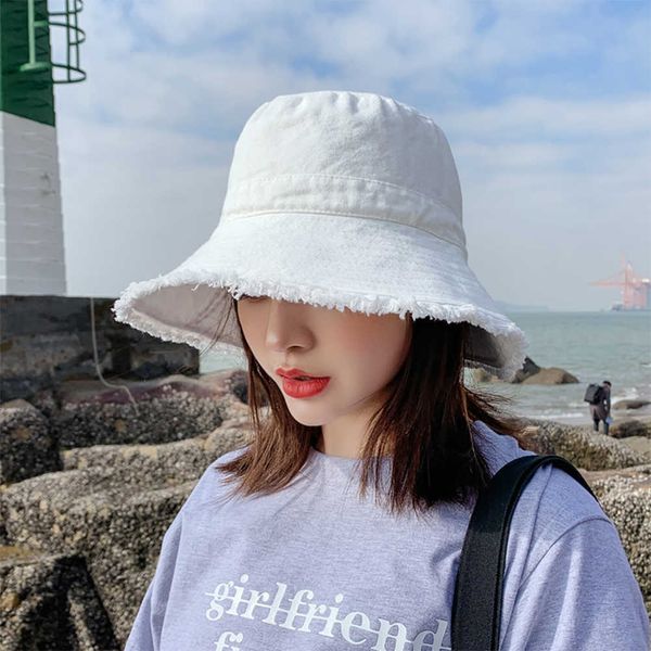 

wide brim hats women fisherman hat outdoor sun protection sun hat solid color raw edge fisherman hat fashion simple hat p230327, Blue;gray