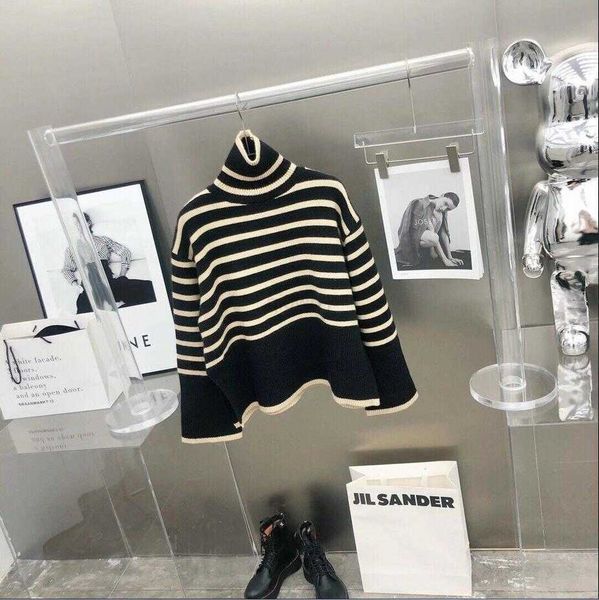 

22 ss new women s women's sweaters toteme sweater stripe high-necked pulloverhdm24a3v4a3v, White;black