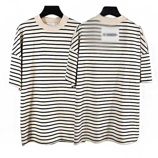 

high interstrip street american stripe short sleeve men's summer fashion couple 5/4 t-shirt loose, White;black