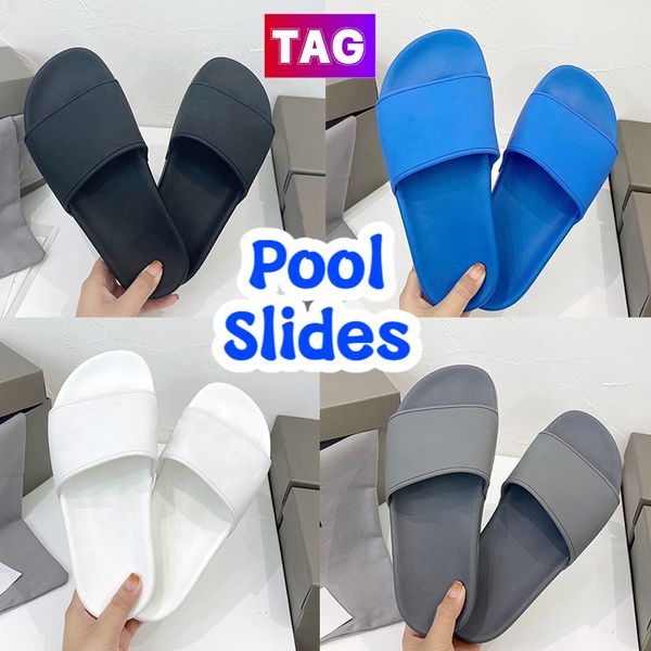 

designer slippers paris pool slide women slides balenciagas men shoes summer balenciagaes sandals platform sandal beach sandal flat slipper, Black