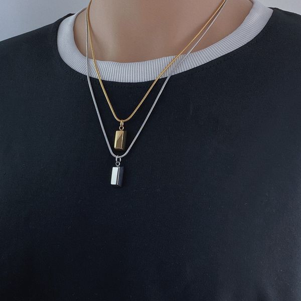 

designer necklace jewelry men and women fashion necklace luxury high end gold necklace pendant titanium steel hip hop clavicle chain everyda, Silver
