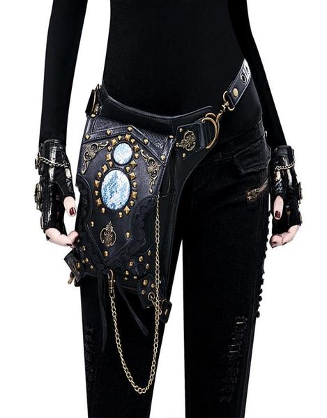 

waist bags yourseason steampunk chain rivet pack multifunctional pu leather female shoulder 2021 moto biker belt bag3455692