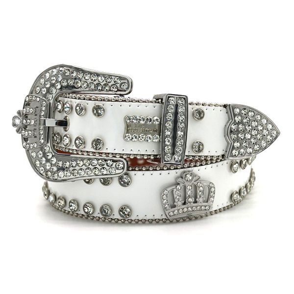 

western punk rhinestones belts for women man imperial crown bling bling diamond crystal studded belt for jeans cowboy cowgirl, Black;brown