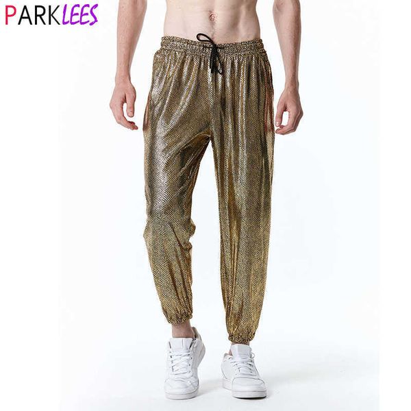 

men's pants mens gold metallic snake pattern jogger sweatpants 70s disco dance harem pants men shiny trousers halloween party prom come, Black