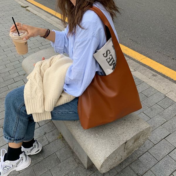 

evening bags casual women shoulder bag pu leather tote handbag female shopping soft lady purse high capacity 230224