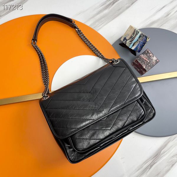 

9a luxury designer bag niki classic handbag chain vagrant bag fashion pleated leather messenger bag 22cm 28cm messenger bag 14 colors