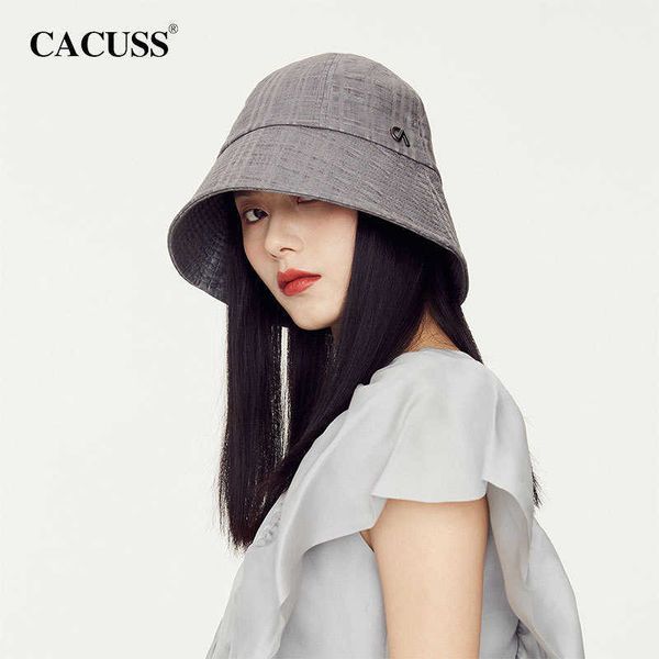 

wide brim hats spring new big brim fashion bucket hat women japanese british lattice retro sunscreen fisherman hat breathable linen basin ha, Blue;gray