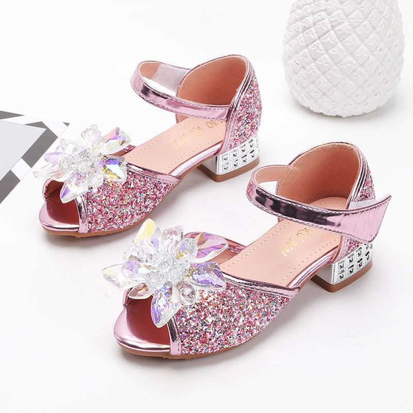 

sandals princess girls party shoes children sandals colorful sequins high heels shoes girls sandals peep toe summer kids dance shoes z0225, Black;red
