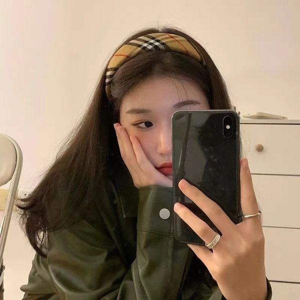 

new vintage plaid hair hoop temperament sponge hairpin girl's college style going out wide-brimmed fabric headband hair accessories