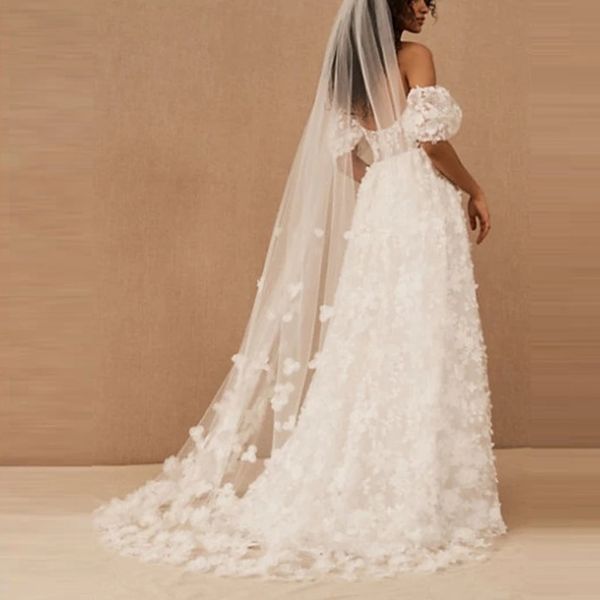 

1.5m bridal veils 3d flowers floral wedding veils one layer with comb white/ivory wedding veil cathedral length, Black