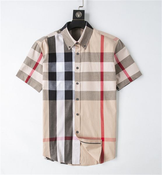

designer luxury men's dress shirt luxury slim silk t-shirt short sleeve casual business wear plaid floral casual shirt brand 2023 05, White;black