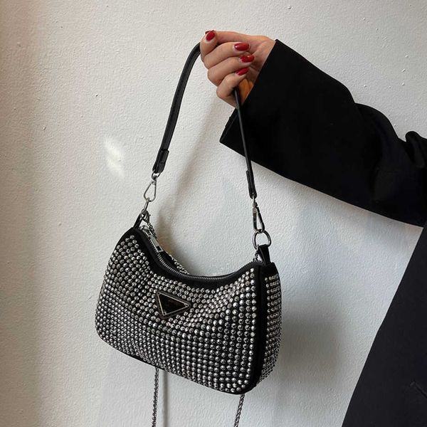 

luxury handbag spring and summer new hobo armpit full belt drill single shoulder women's zipper dinner handhigh