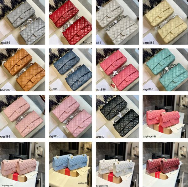 

bag classic double disk sheepskin caviar crossbody shoulder bag gold/silver metal hardware matelasse chain multiple small bag big capac 25cm
