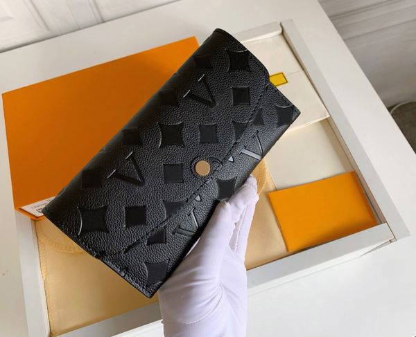 

fashion designer wallets luxury envelope purse mens womens clutch highs quality embossed flower letter zipper coin purses card holder origin, Red;black