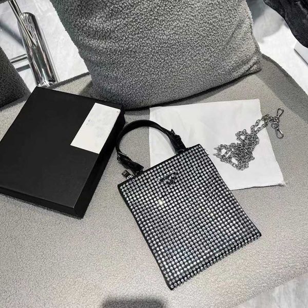 

luxury fashion bag new women's full diamond mini portable tote chain tidy baghigh