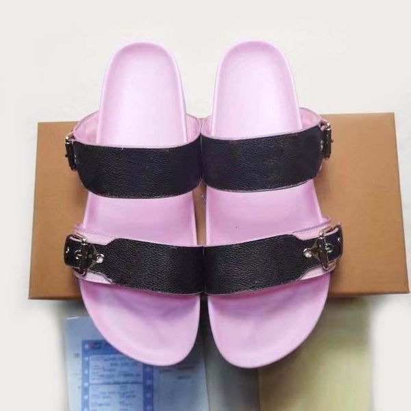 

designer slippers slides sandal summer flats real leather platform shoes ladies beach effortlessly stylish slides 2 straps with adjusted gol, Black